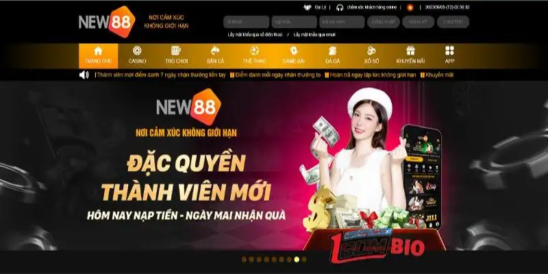 Danh mục các loại hình trò chơi đa dạng tại nhà cái New88 bao gồm thể thao, casino, slot, game bài