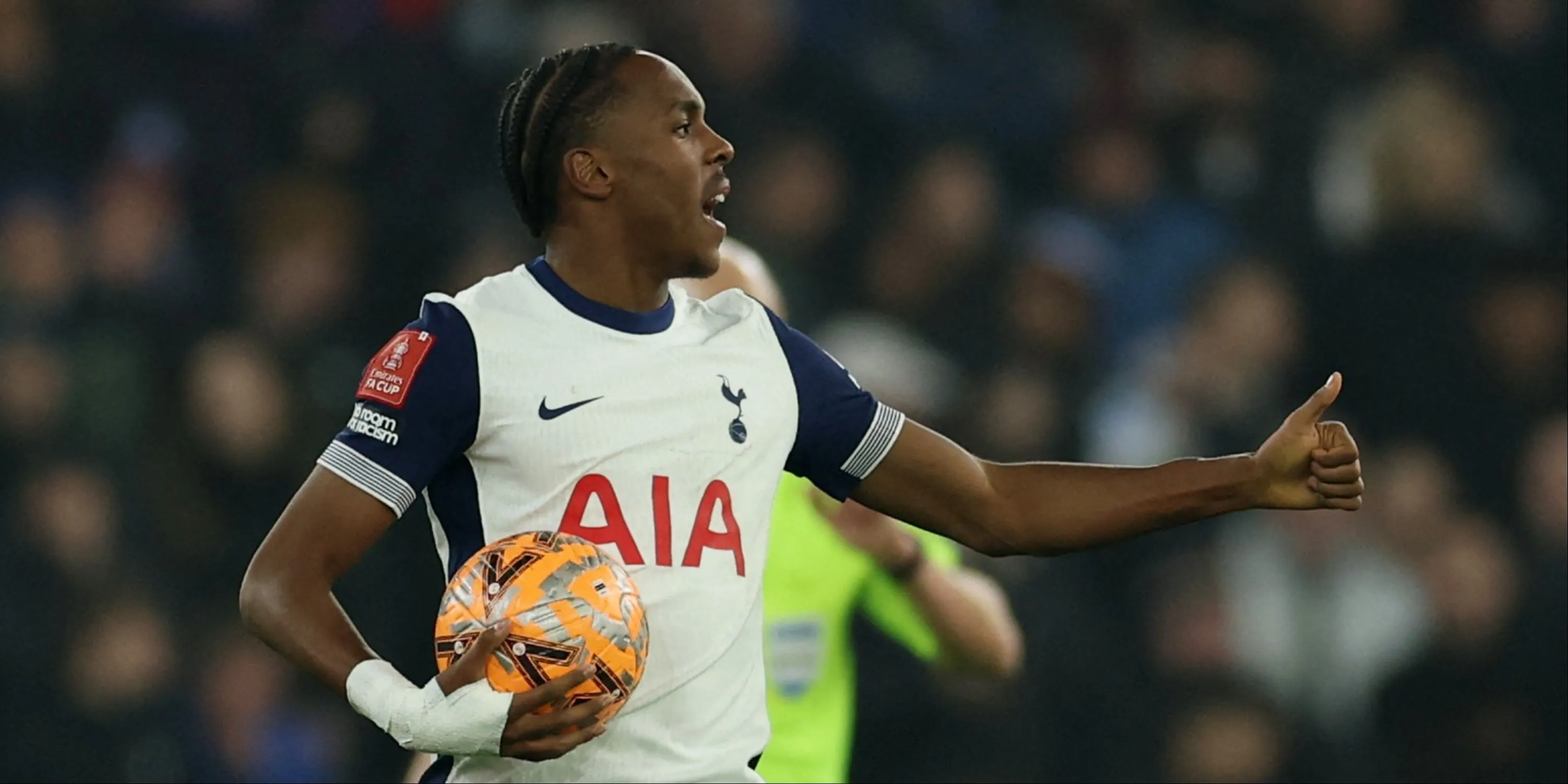 Mathys Tel, cầu thủ được HLV Thomas Frank đánh giá cao và muốn giữ lại tại Tottenham.