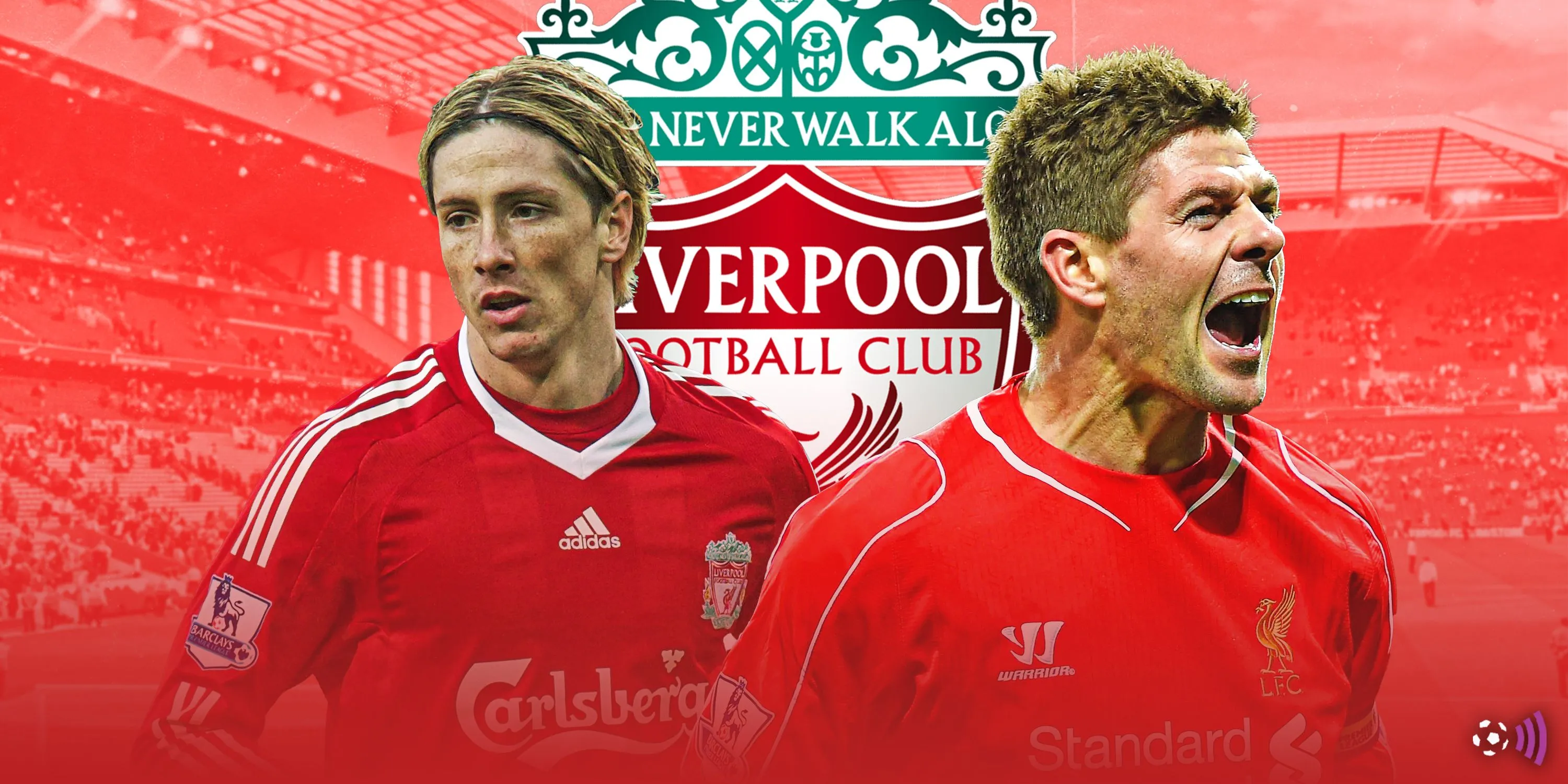 Hình ảnh Fernando Torres và Steven Gerrard ăn mừng bàn thắng cho Liverpool