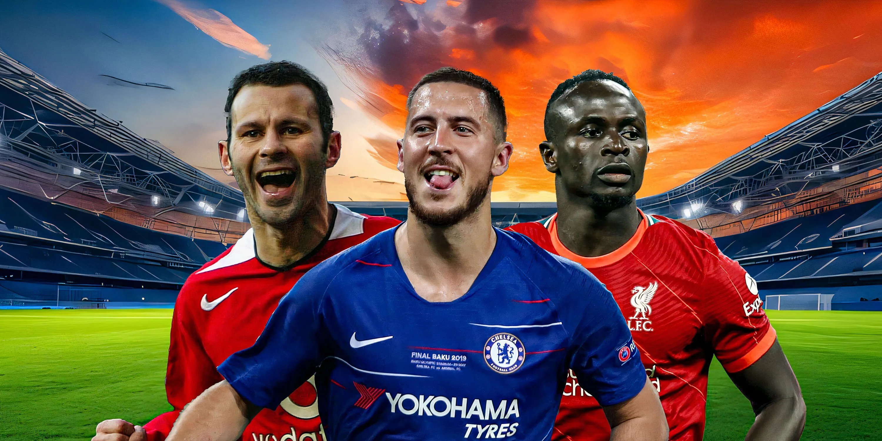 Ryan Giggs, Eden Hazard và Sadio Mane, các cầu thủ chạy cánh vĩ đại