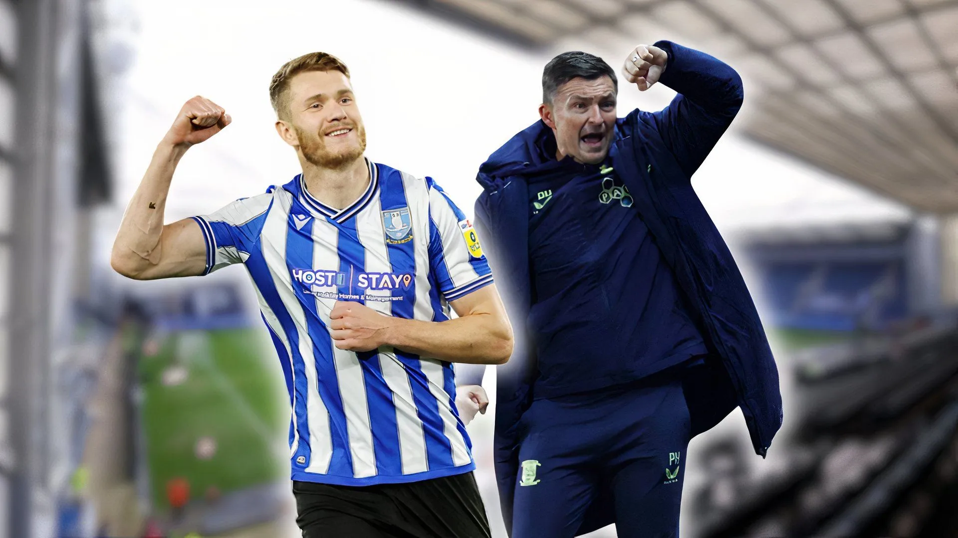 Tiền đạo Michael Smith và HLV Paul Heckingbottom trong màu áo Sheffield Wednesday