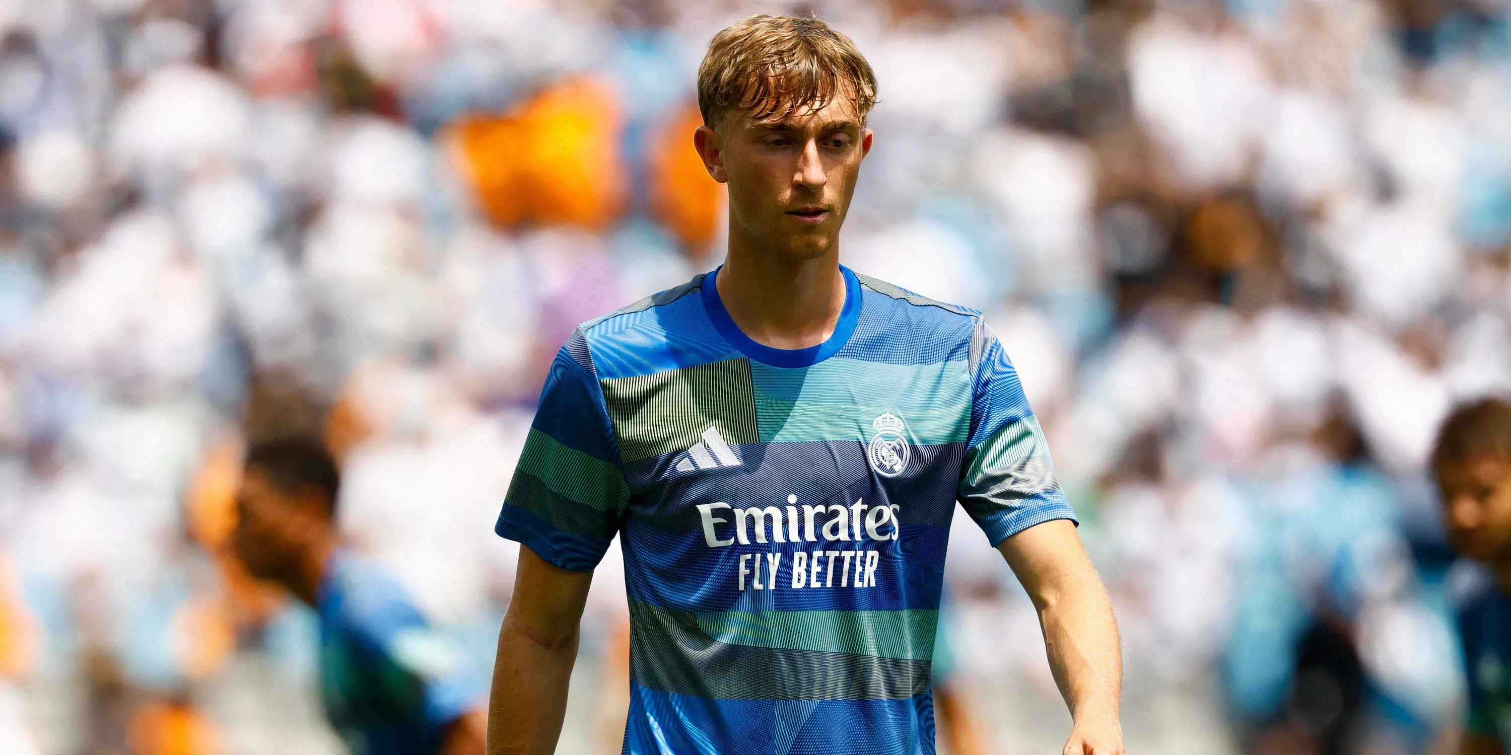Trung vệ trẻ Dean Huijsen trong màu áo Real Madrid, từng là mục tiêu của Tottenham